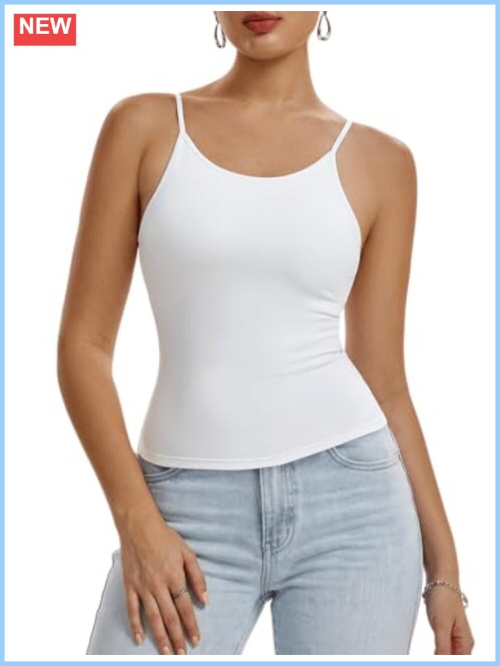 Sleeveless Adjustable Spaghetti Strap Camisole Tank Top Slim Fit